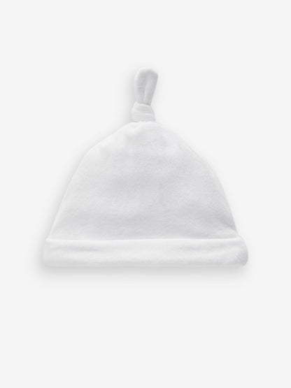 White Velour Baby Tie Top Hats 2 Pack (0-12mths)