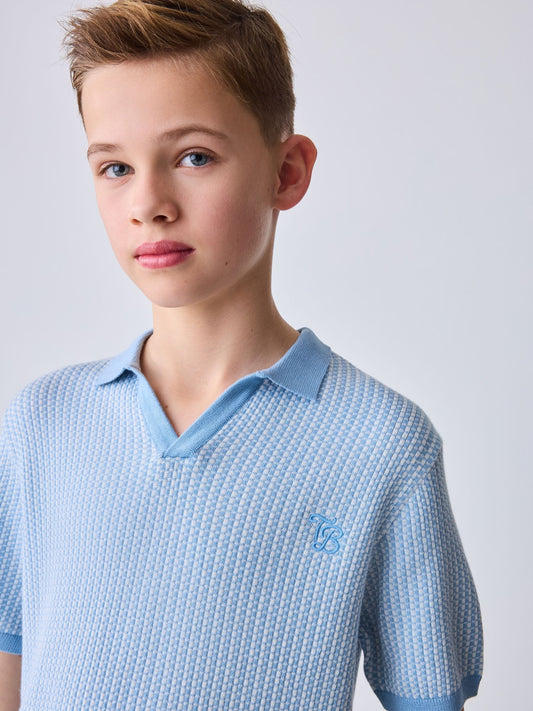 Baker by Ted Baker Knitted Blue Polo Shirt image 1