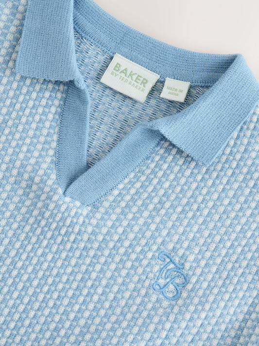 Baker by Ted Baker Knitted Blue Polo Shirt image 3