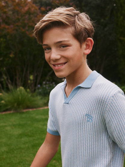 Baker by Ted Baker Knitted Blue Polo Shirt image 2