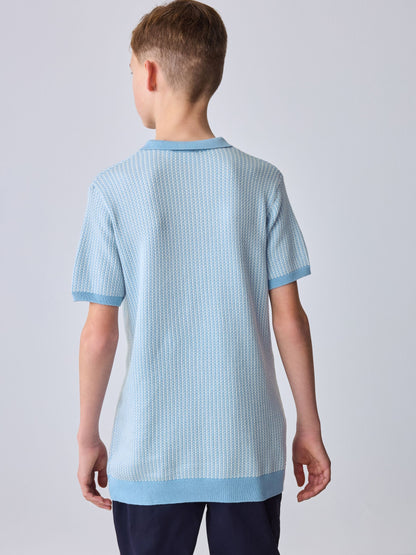 Baker by Ted Baker Knitted Blue Polo Shirt image 4