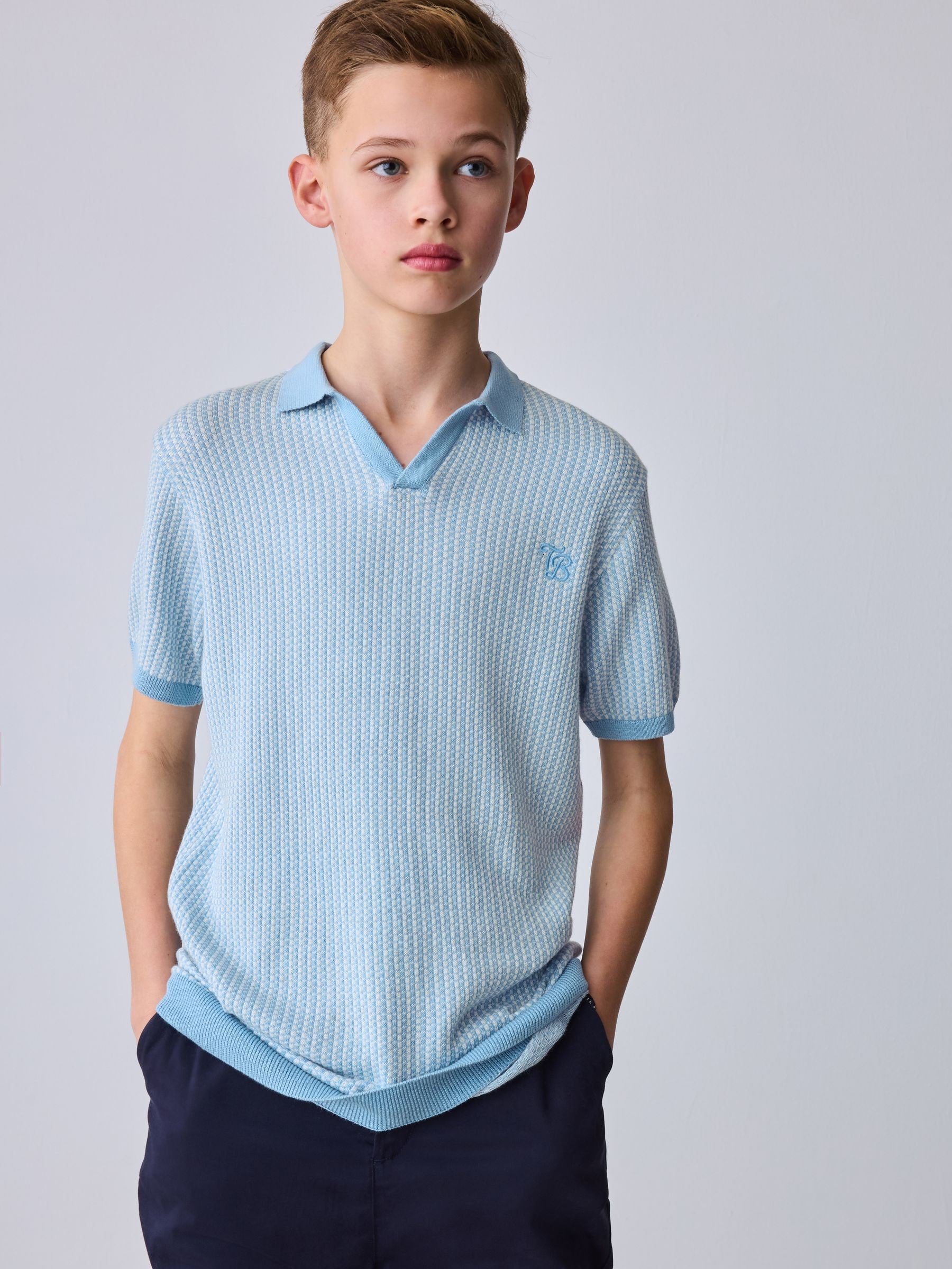 Baker by Ted Baker Knitted Blue Polo Shirt image 5
