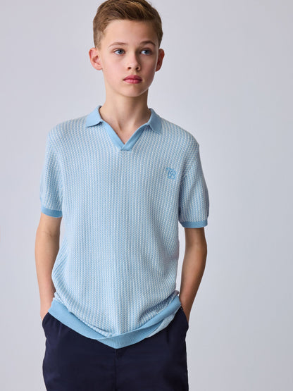 Baker by Ted Baker Knitted Blue Polo Shirt image 5