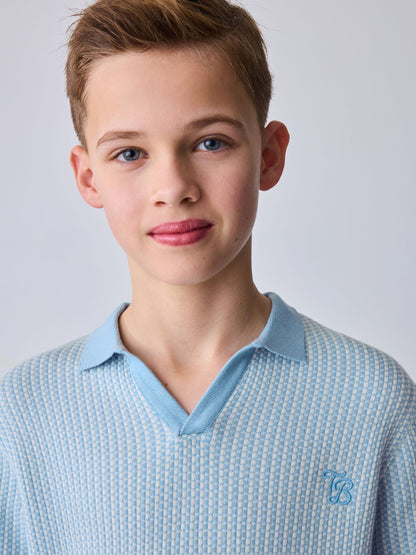 Baker by Ted Baker Knitted Blue Polo Shirt image 6