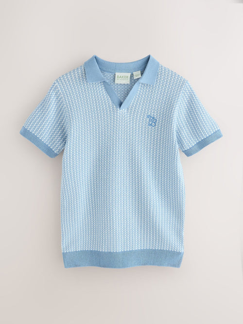 Baker by Ted Baker Knitted Blue Polo Shirt image 1
