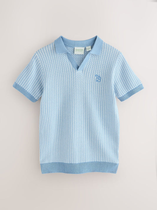 Baker by Ted Baker Knitted Blue Polo Shirt image 1