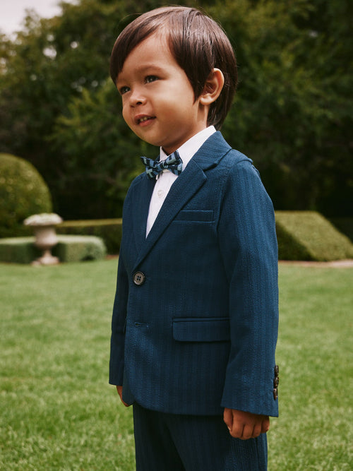 Baker by Ted Baker Navy Seersucker Textured Suit Jacket and Shorts Set image 1