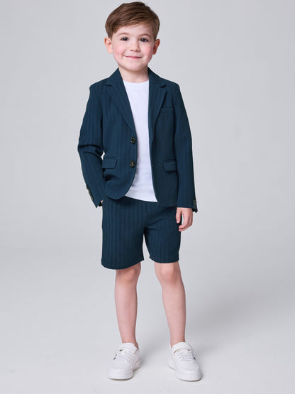 Baker by Ted Baker Navy Seersucker Textured Suit Jacket and Shorts Set image 3
