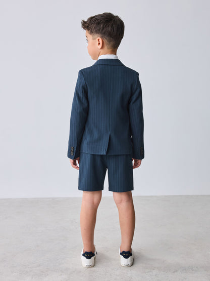 Baker by Ted Baker Navy Seersucker Textured Suit Jacket and Shorts Set image 4