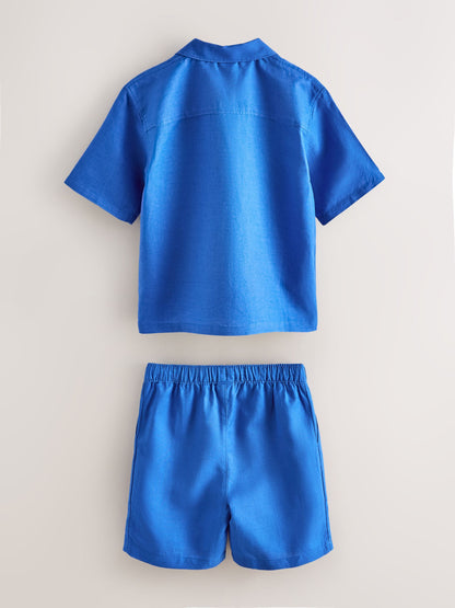 Dsiney Kidz - Baker by Ted Baker Blue Linen Shirt and Shorts Set image 2