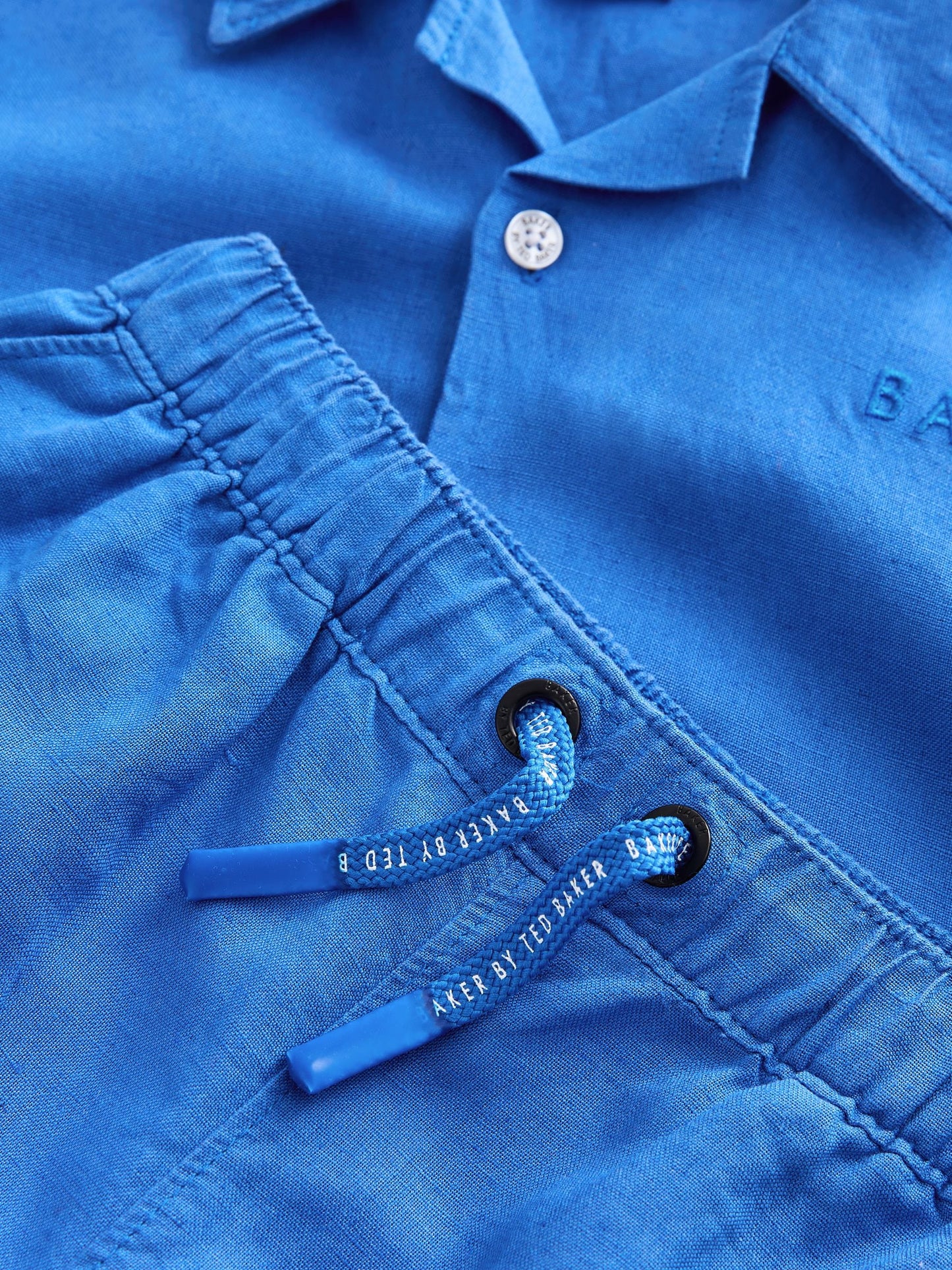Dsiney Kidz - Baker by Ted Baker Blue Linen Shirt and Shorts Set image 4