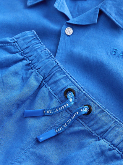 Dsiney Kidz - Baker by Ted Baker Blue Linen Shirt and Shorts Set image 4