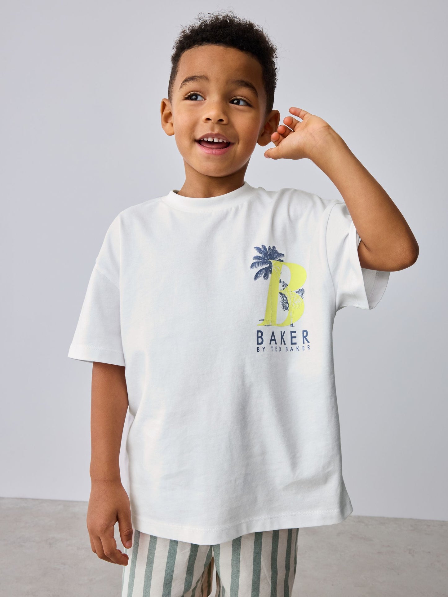 Baker by Ted Baker Graphic White T-Shirt and Stripe Shorts Set image 3