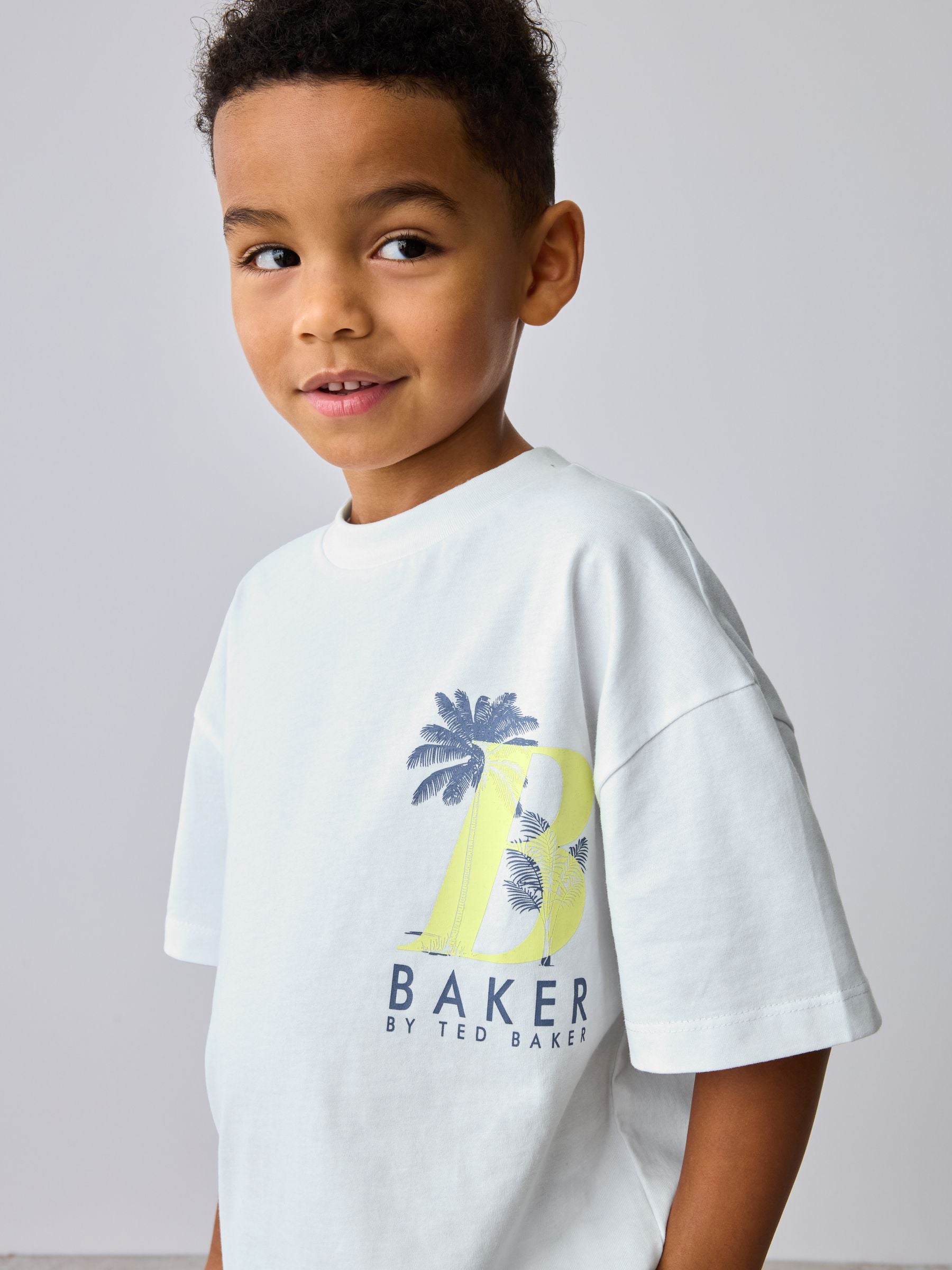 Baker by Ted Baker Graphic White T-Shirt and Stripe Shorts Set image 5