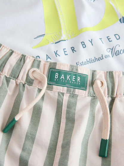 Baker by Ted Baker Graphic White T-Shirt and Stripe Shorts Set image 9