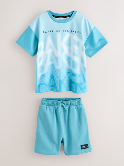 Dsiney Kidz - Baker by Ted Baker Oversized Ombre Blue T-Shirt and Shorts Set image 1