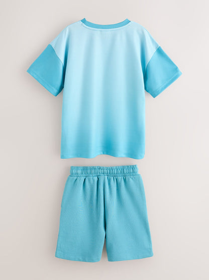 Dsiney Kidz - Baker by Ted Baker Oversized Ombre Blue T-Shirt and Shorts Set image 7