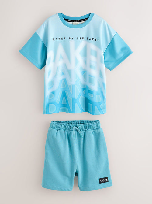 Baker by Ted Baker Oversized Ombre Blue T-Shirt and Shorts Set image 1