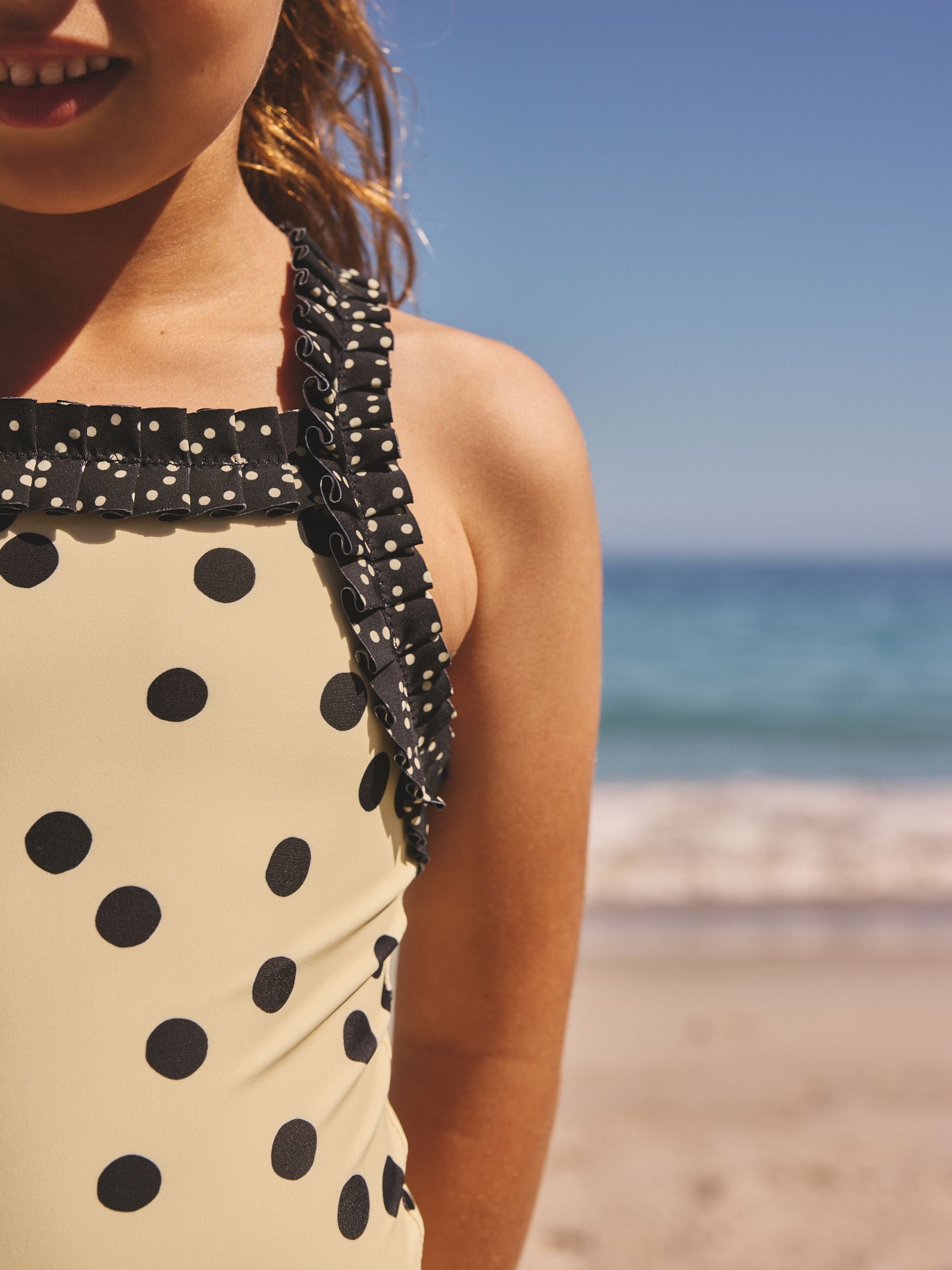 Dsiney Kidz - Yellow/Black Polka Dot Ruffle Swimsuit (3-16yrs) image 3