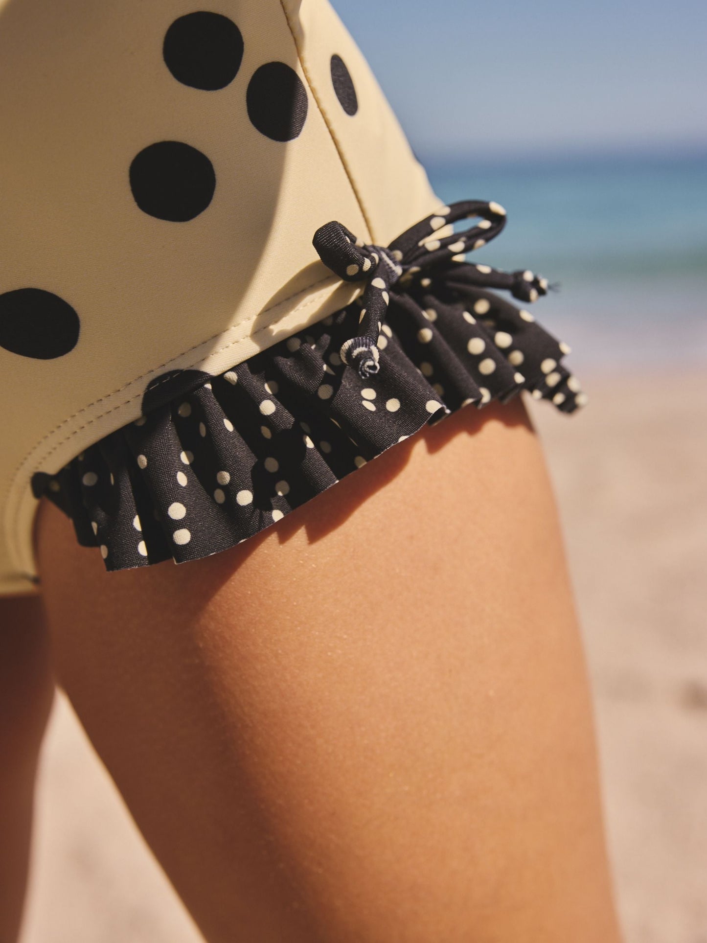 Dsiney Kidz - Yellow/Black Polka Dot Ruffle Swimsuit (3-16yrs) image 4