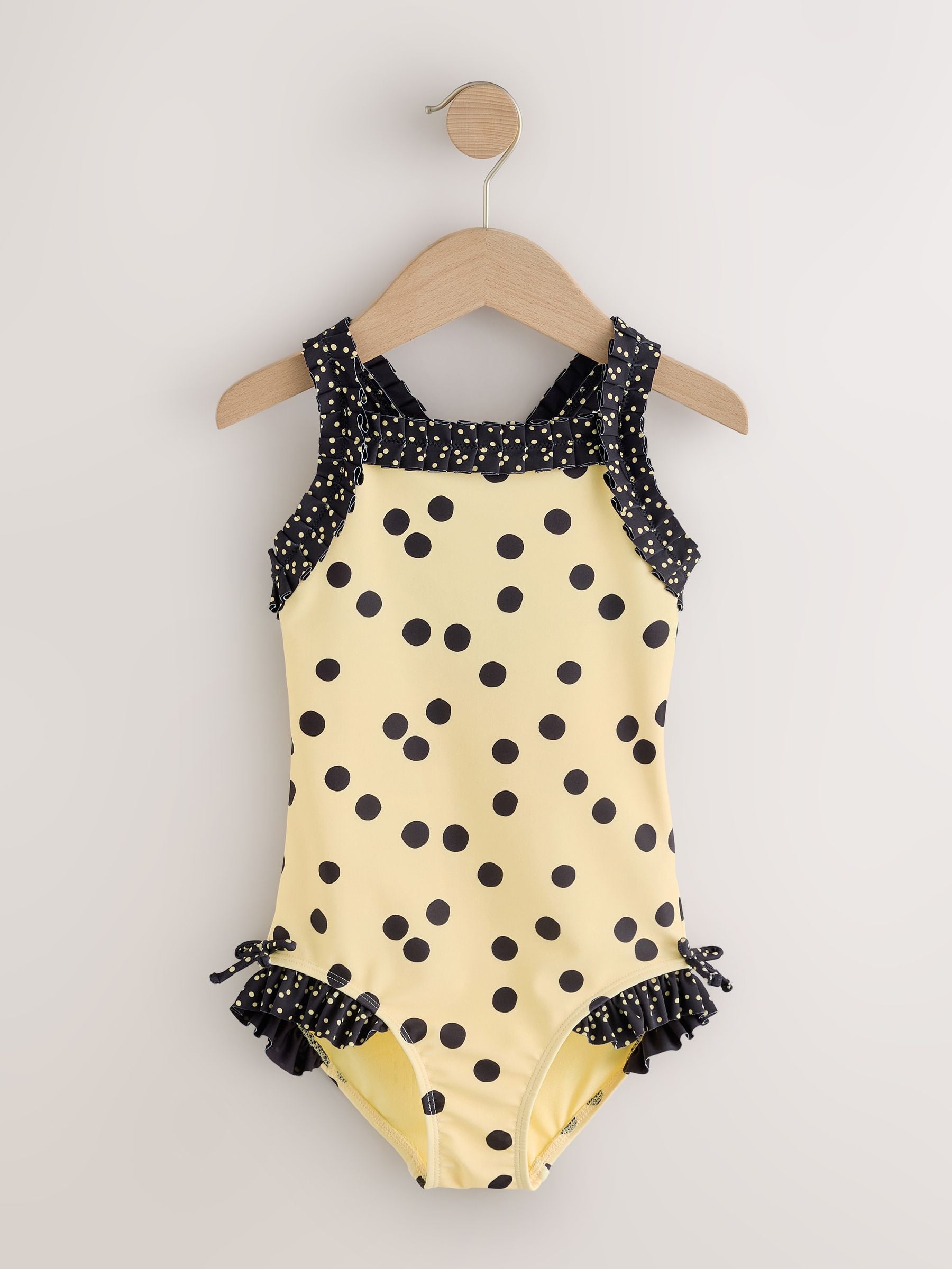 Dsiney Kidz - Yellow/Black Polka Dot Ruffle Swimsuit (3-16yrs) image 5