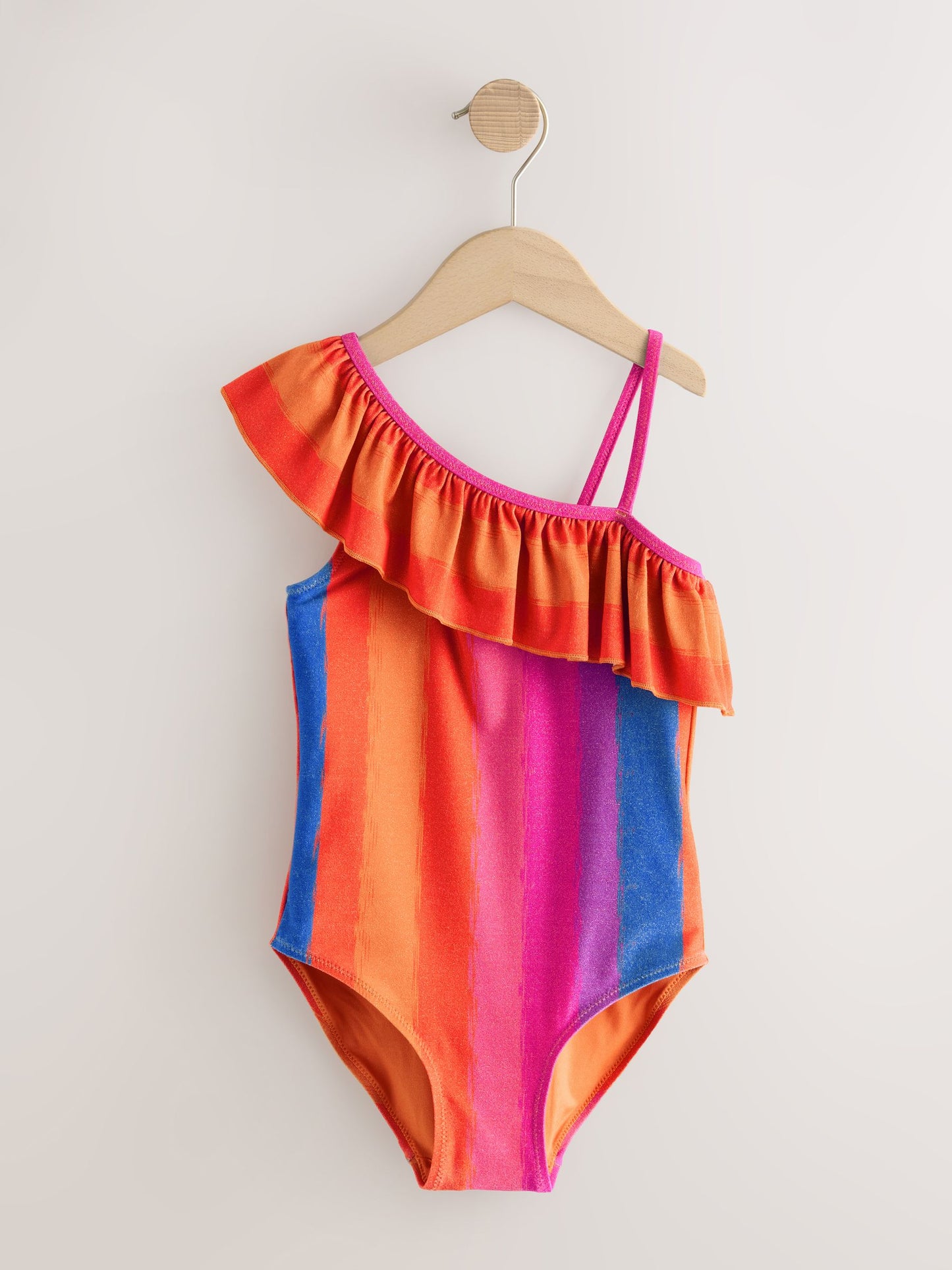 Dsiney Kidz - Multi Glitter Stripe One Shoulder Swimsuit (3-16yrs) image 4