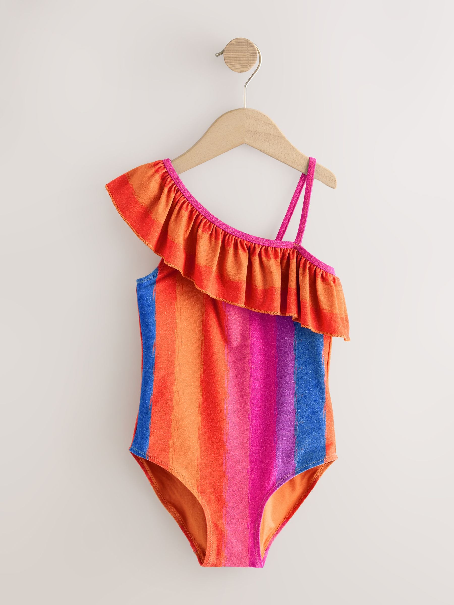 Dsiney Kidz - Multi Glitter Stripe One Shoulder Swimsuit (3-16yrs) image 4