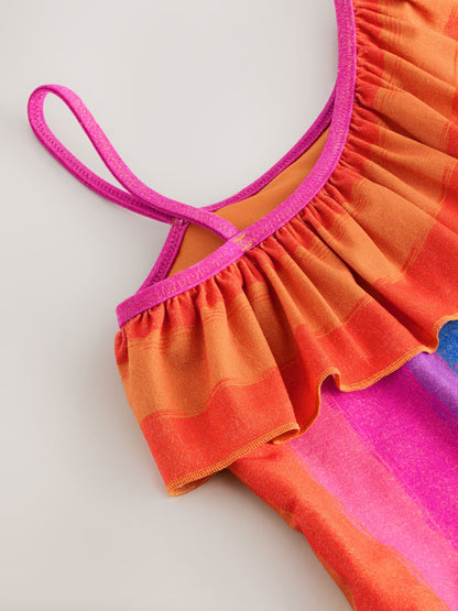 Dsiney Kidz - Multi Glitter Stripe One Shoulder Swimsuit (3-16yrs) image 6