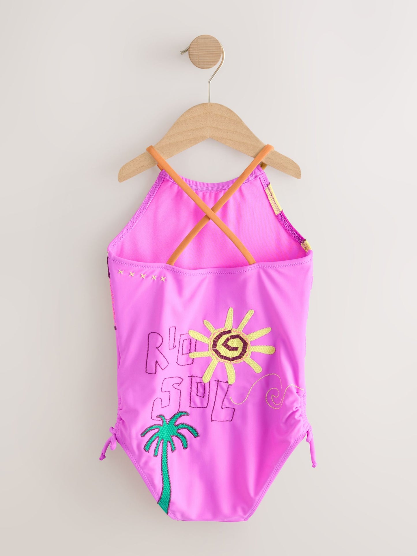 Dsiney Kidz - Purple Palm Applique Strappy Ruched Swimsuit (3-16yrs) image 5