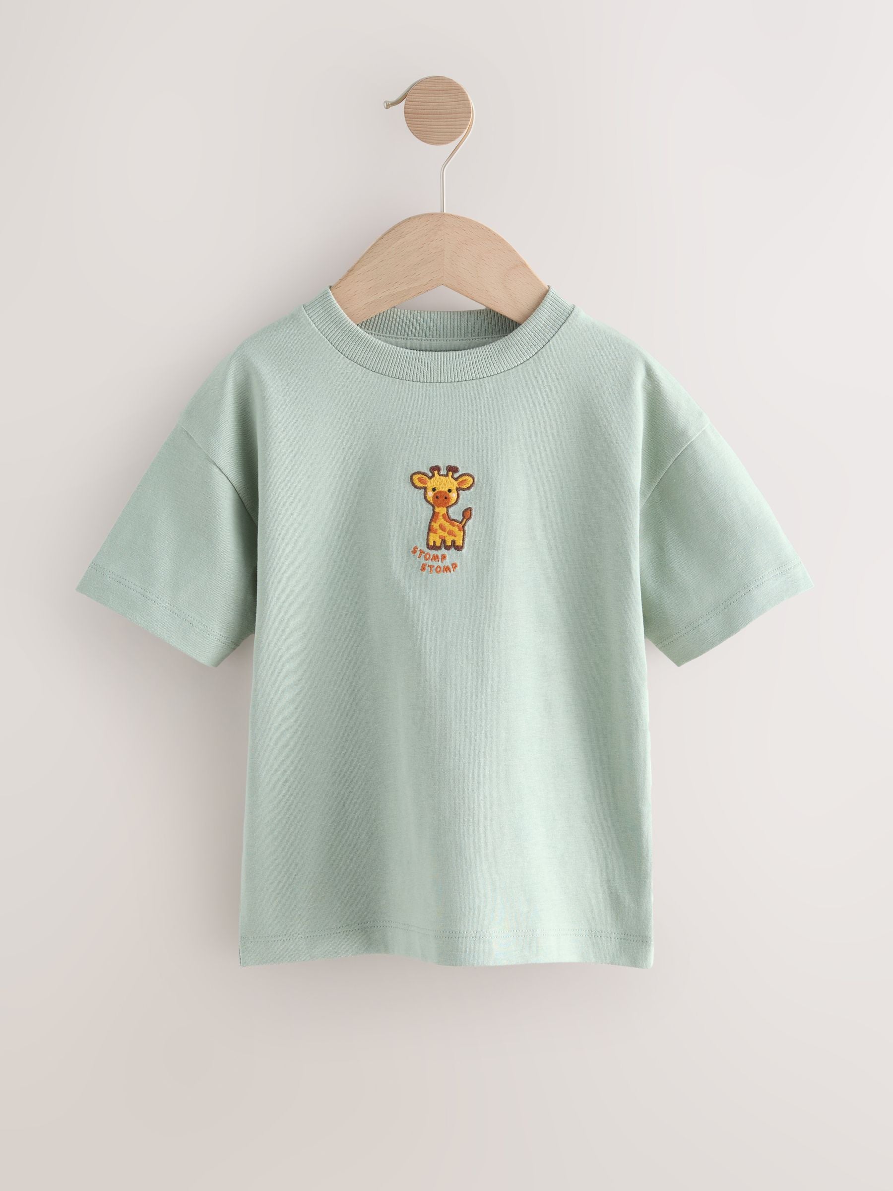 Green Giraffe Short Sleeve Small Graphic T-Shirt (3mths-7yrs) image 1