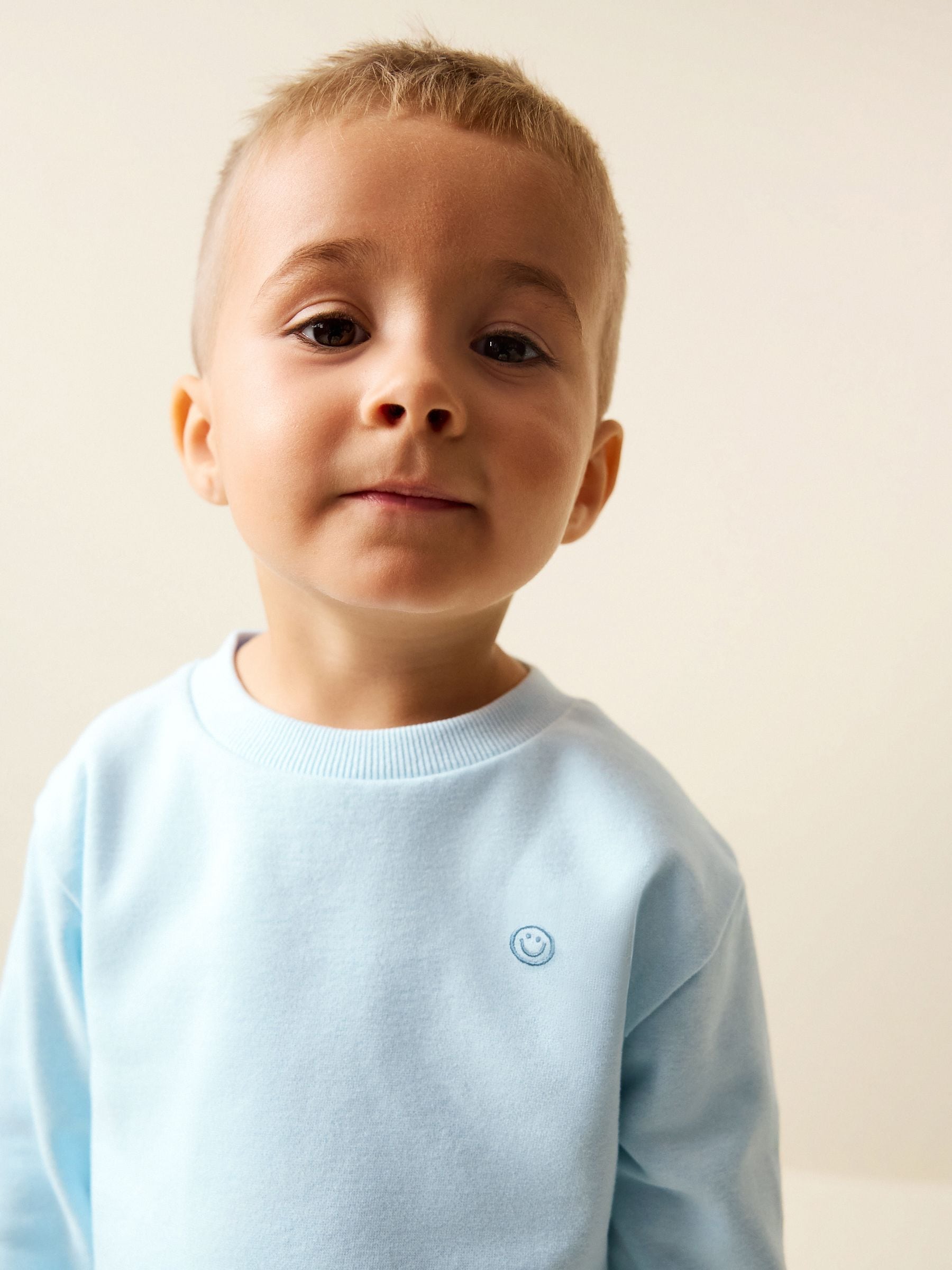 Light Blue Single Plain Crew Neck Sweatshirt and Shorts Set (3mths-7yrs) image 3