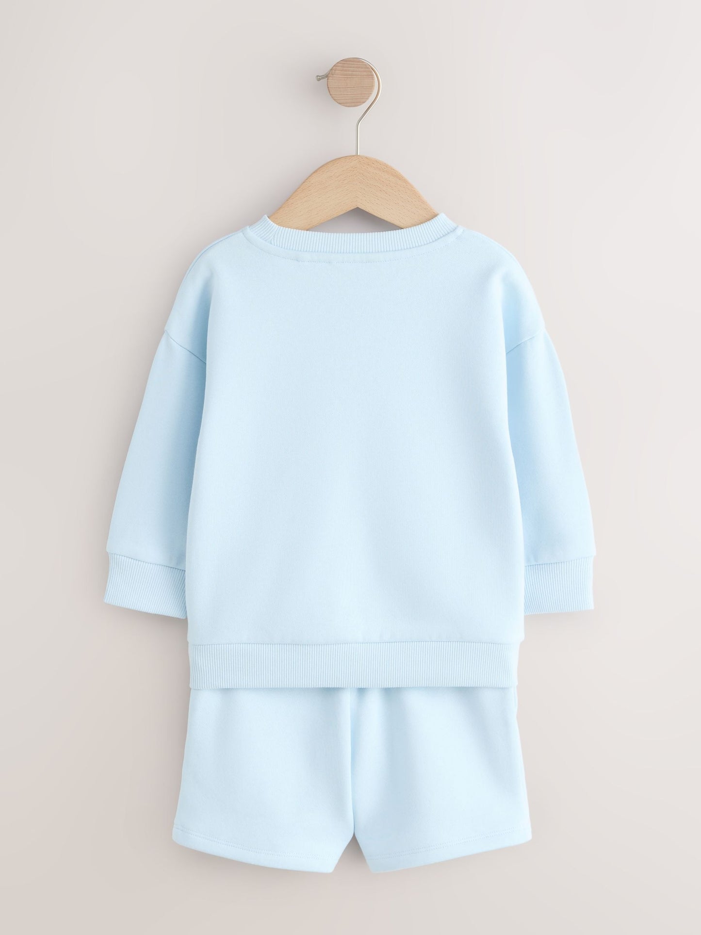Light Blue Single Plain Crew Neck Sweatshirt and Shorts Set (3mths-7yrs) image 6