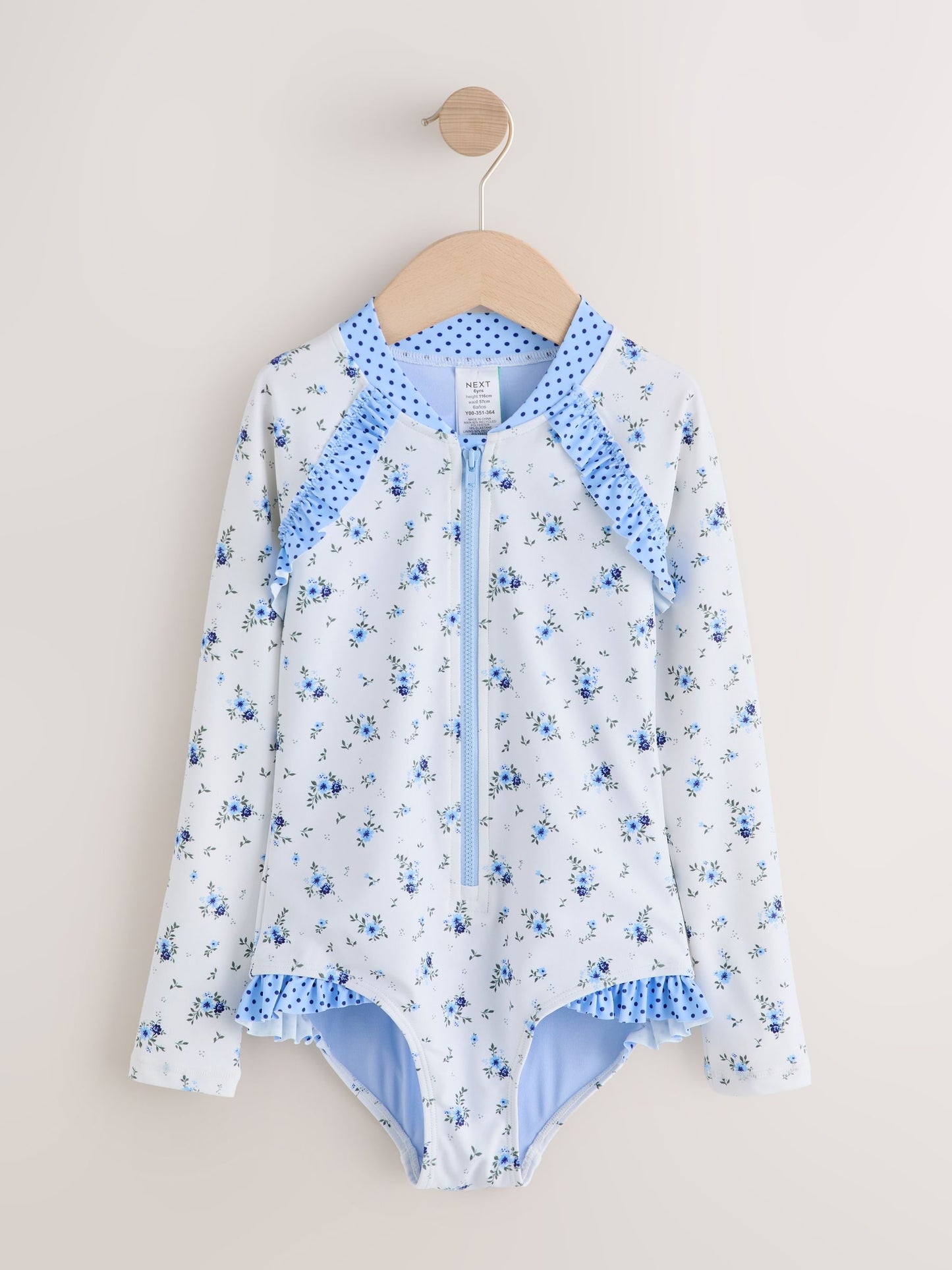 Dsiney Kidz - Blue/White Floral Polka Dot Long Sleeve Sunsafe Swimsuit (3mths-16yrs) image 6