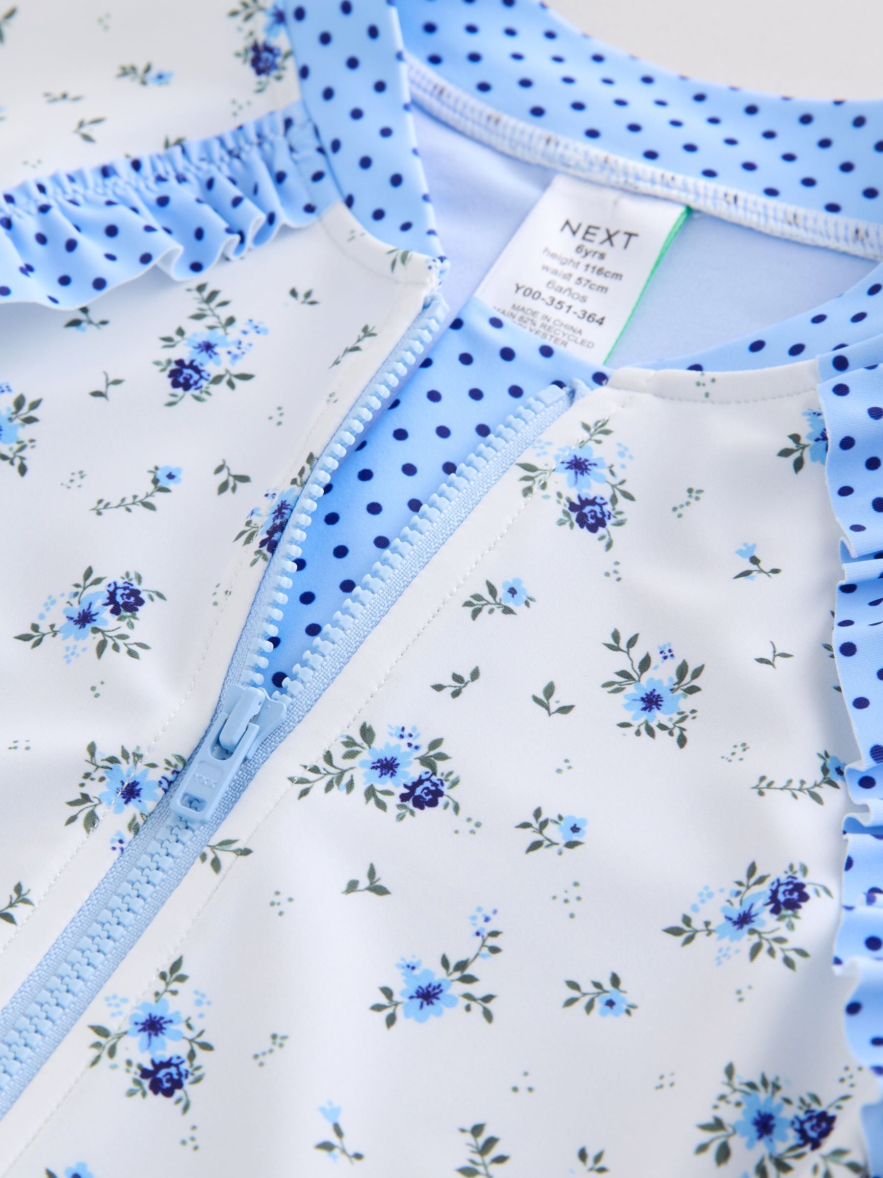 Dsiney Kidz - Blue/White Floral Polka Dot Long Sleeve Sunsafe Swimsuit (3mths-16yrs) image 9