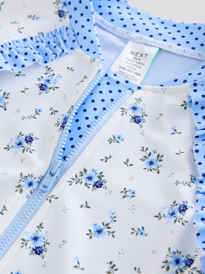 Dsiney Kidz - Blue/White Floral Polka Dot Long Sleeve Sunsafe Swimsuit (3mths-16yrs) image 9