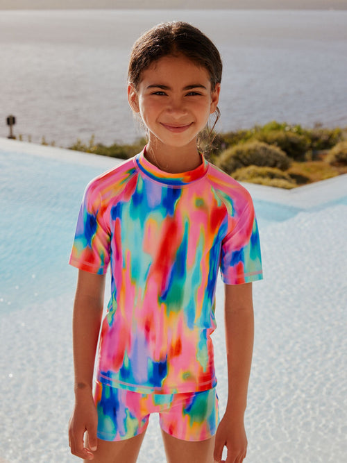 Dsiney Kidz - Rainbow Tie Dye Sunsafe Rash Vest And Shorts Swim Set (3-16yrs) image 1