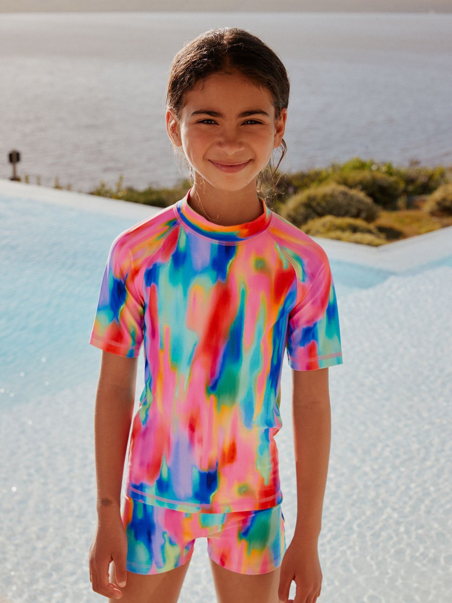 Dsiney Kidz - Rainbow Tie Dye Sunsafe Rash Vest And Shorts Swim Set (3-16yrs) image 1