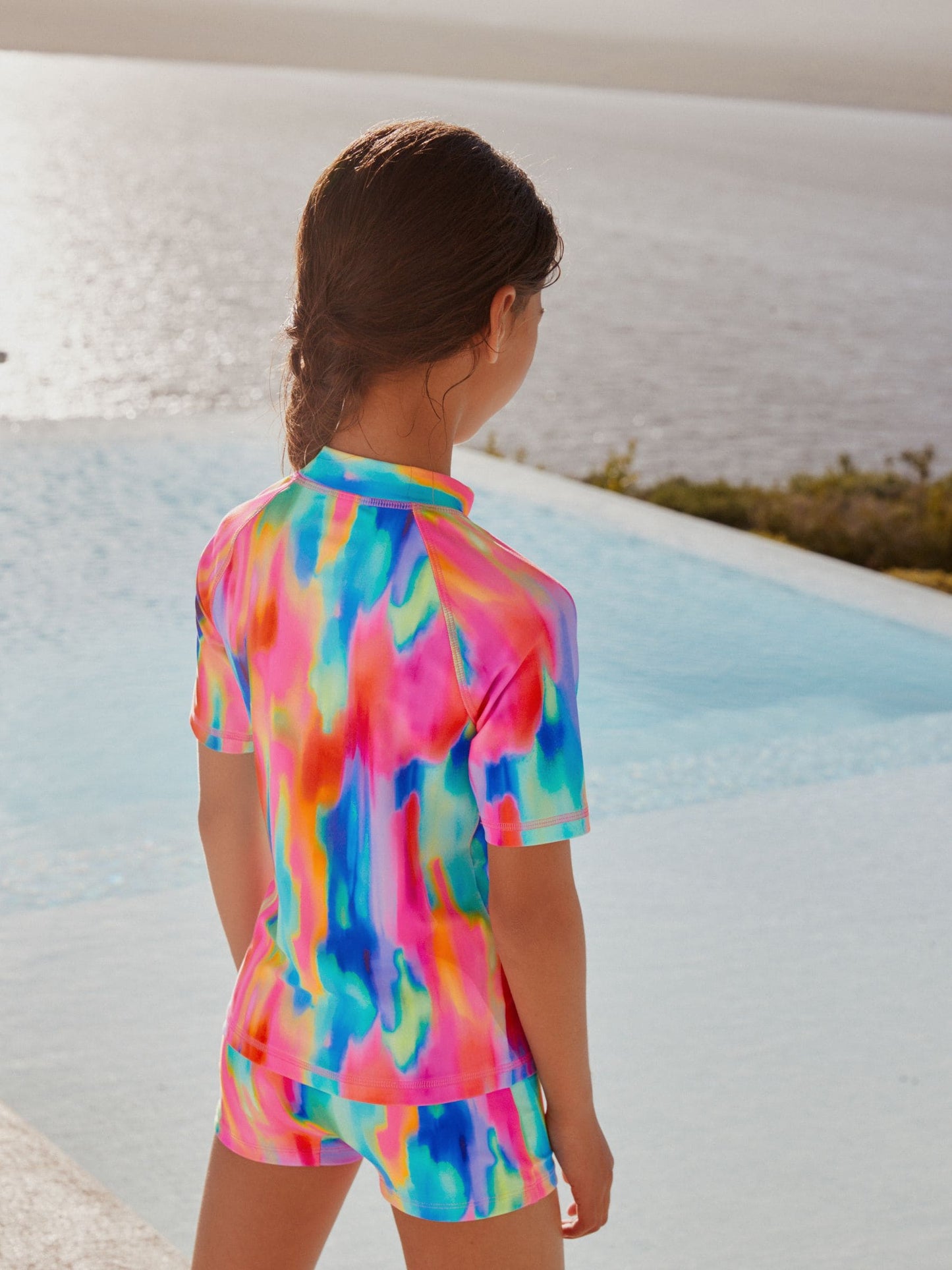 Dsiney Kidz - Rainbow Tie Dye Sunsafe Rash Vest And Shorts Swim Set (3-16yrs) image 3