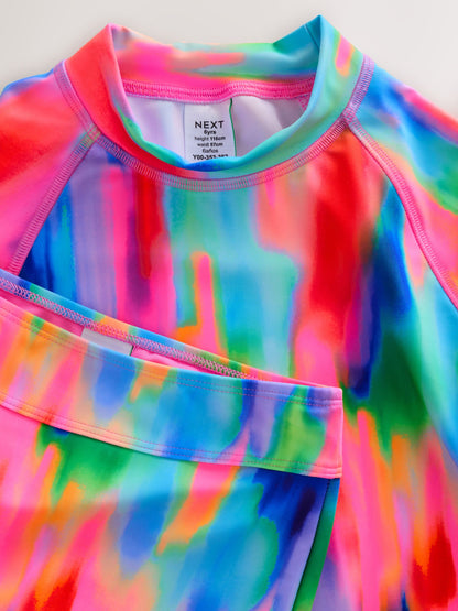 Dsiney Kidz - Rainbow Tie Dye Sunsafe Rash Vest And Shorts Swim Set (3-16yrs) image 6