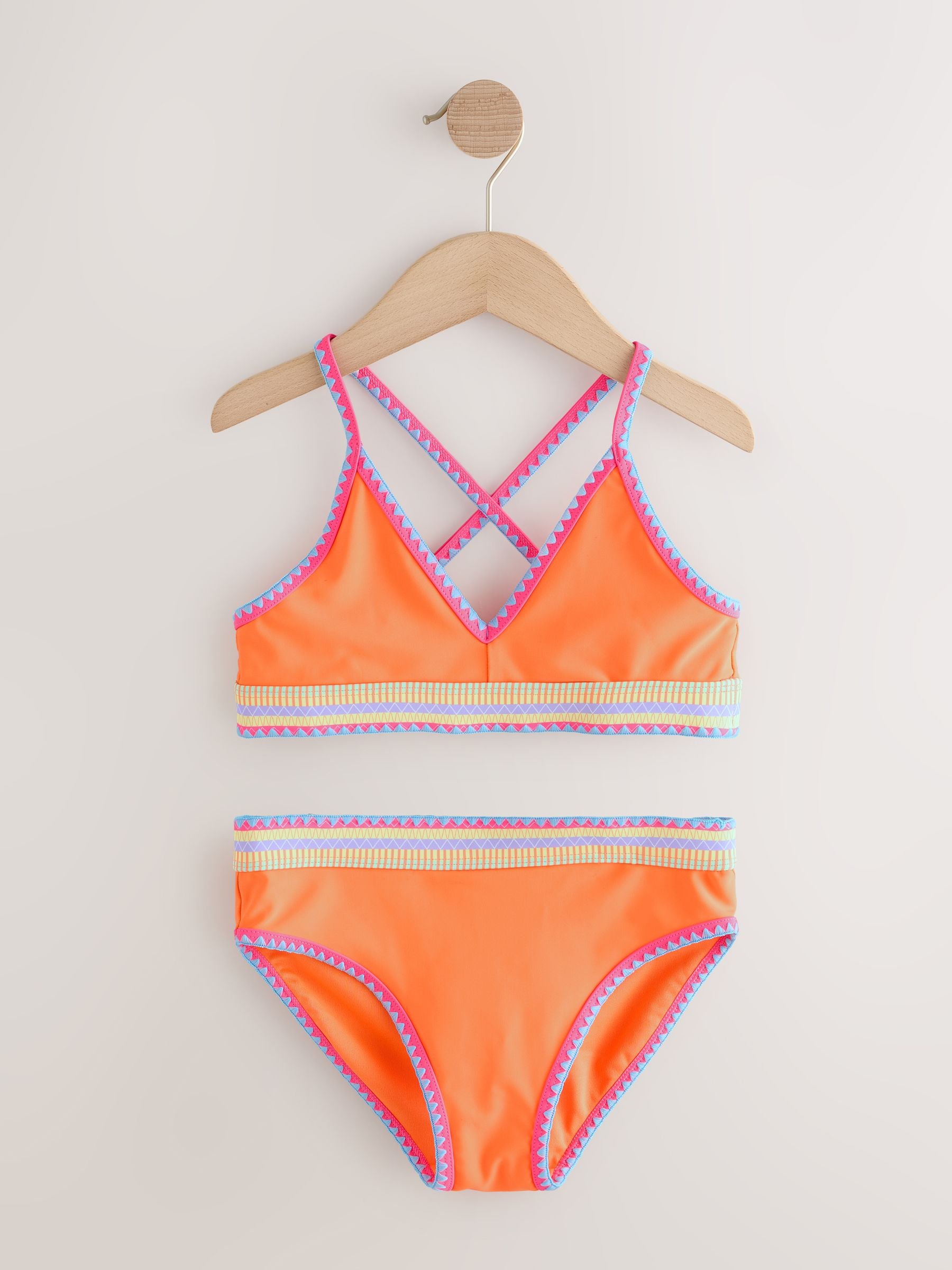 Orange Embroidered Triangle Bikini (8-16yrs) image 4