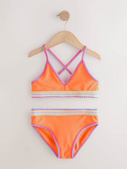 Orange Embroidered Triangle Bikini (8-16yrs) image 4