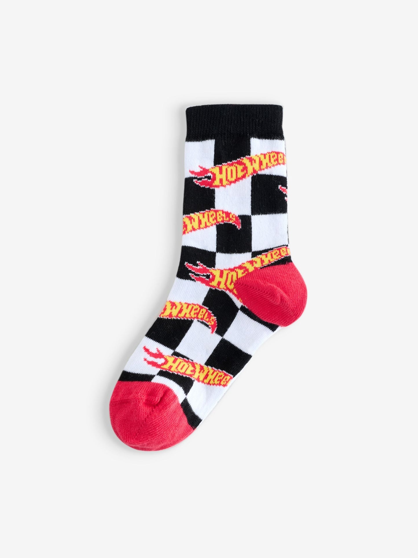 Dsiney Kidz - Vanilla Underground Red Hot Wheels Boys Multicoloured Checkerboard and Flames Calf Socks Set of 5 image 3