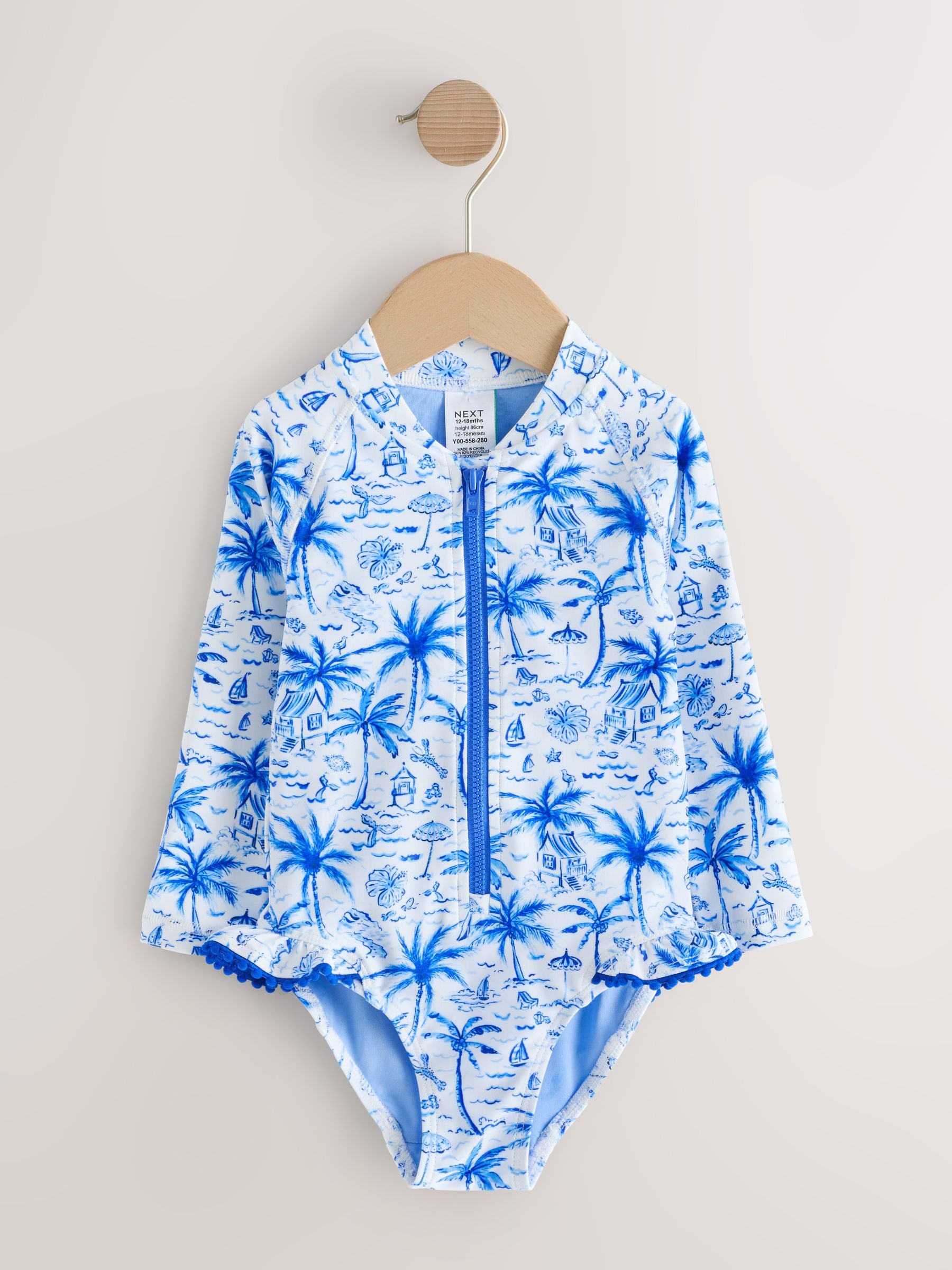 Blue Palm Sunsafe Long Sleeve Swimsuit (3mths-7yrs) image 4