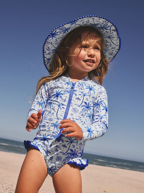 Blue Palm Sunsafe Long Sleeve Swimsuit (3mths-7yrs) image 1