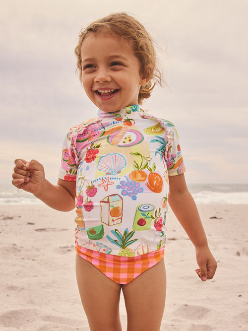 Dsiney Kidz - Orange Picnic Scene Short Sleeved Sunsafe Swim Set (3mths-10yrs) image 1