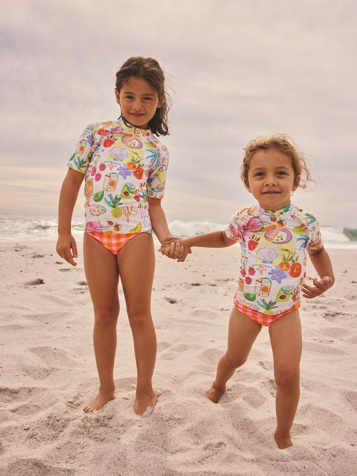 Orange Picnic Scene Short Sleeved Sunsafe Swim Set (3mths-10yrs) image 2