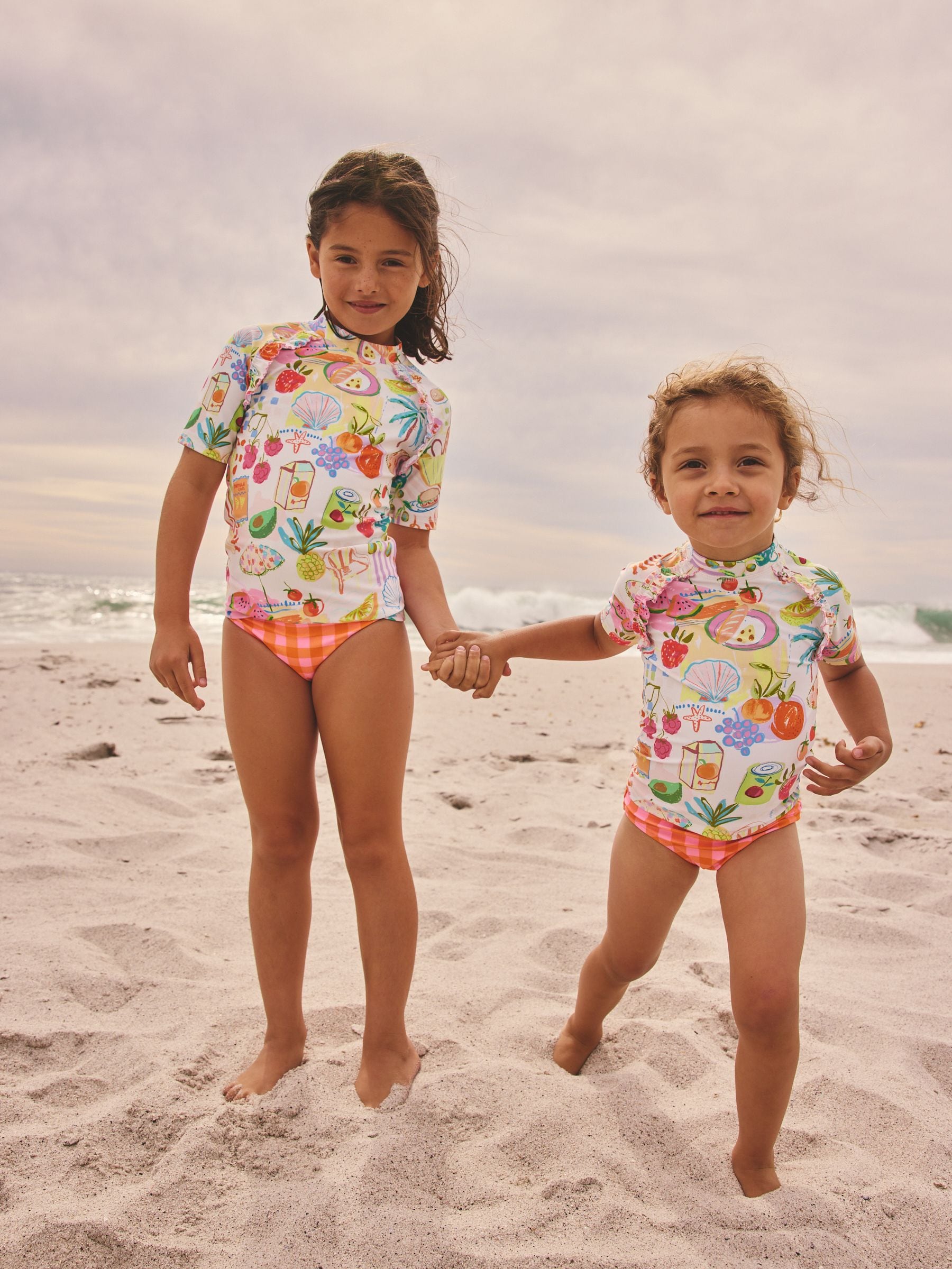 Orange Picnic Scene Short Sleeved Sunsafe Swim Set (3mths-10yrs) image 2