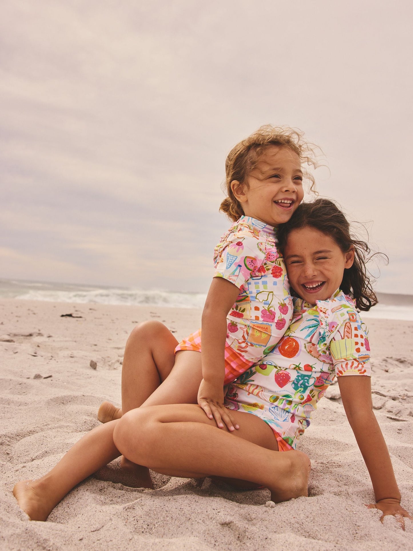 Orange Picnic Scene Short Sleeved Sunsafe Swim Set (3mths-10yrs) image 3