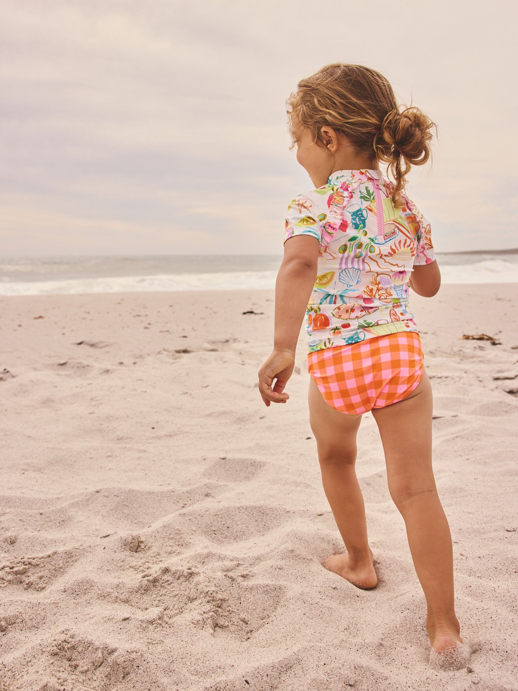 Orange Picnic Scene Short Sleeved Sunsafe Swim Set (3mths-10yrs) image 4