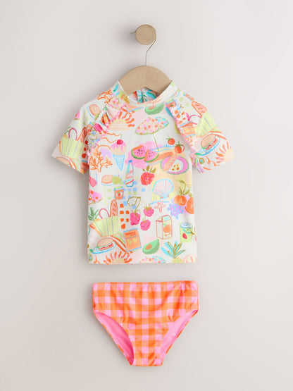 Orange Picnic Scene Short Sleeved Sunsafe Swim Set (3mths-10yrs) image 6